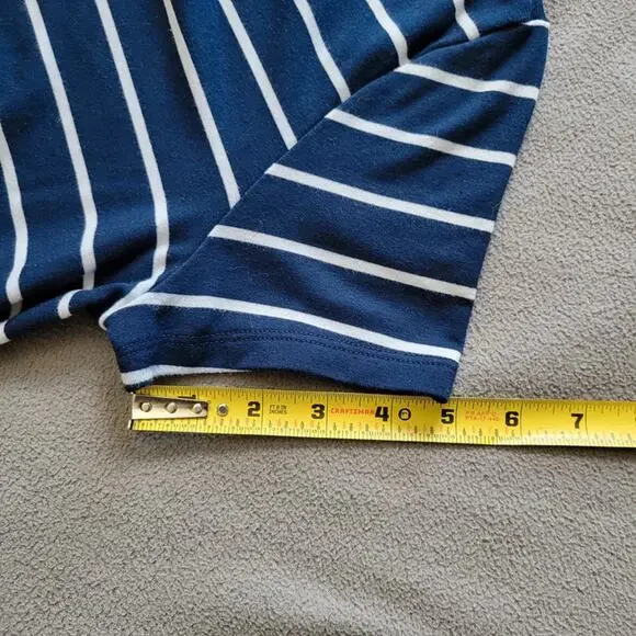 ST JOHNS BAY Shirt Dress Women Medium Blue White Striped Slip On Pockets Slit - Picture 5 of 12